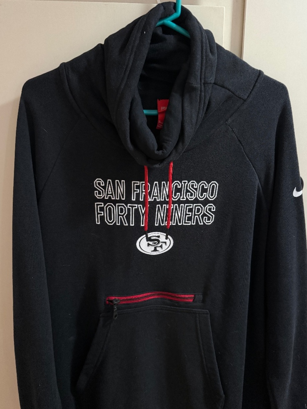 49ers cowl neck hoodie black